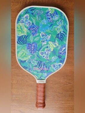 RECESS Brand Lilly Pulitzer Floral Pickleball Paddle - Green & Blue.